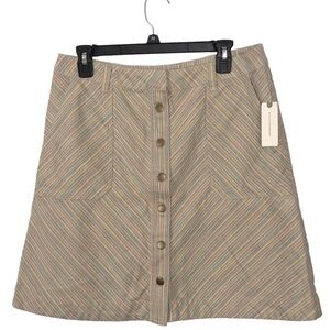 Anthropologie Pilcro & the letterpress striped button front mini skirt sz 14 new